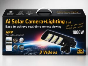 4K Ultra HD AI Solar Camera + Lighting 2-in-1 System (1000W, Triple Lens, 4G LTE)