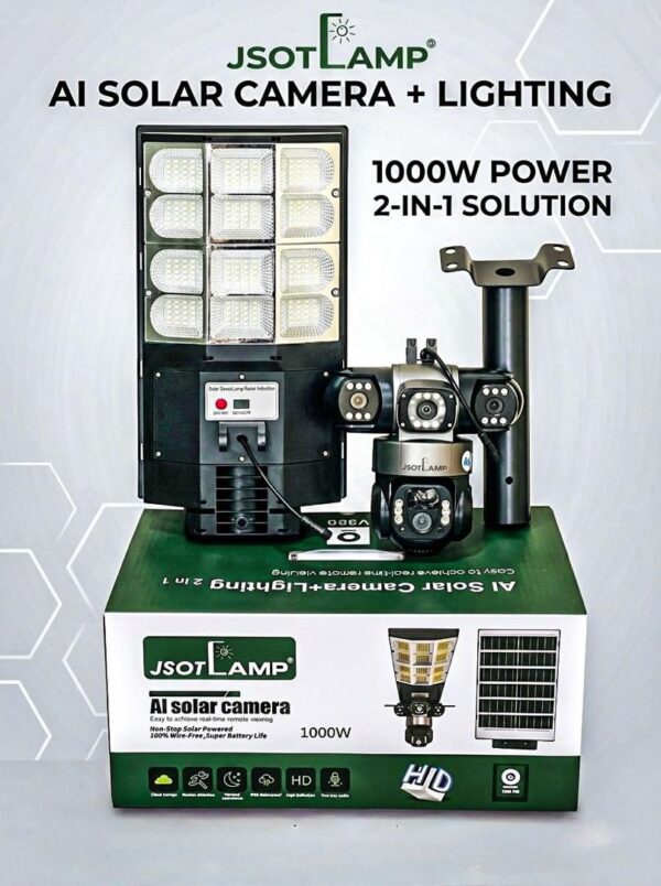 JSOTLAMP 1000W AI 4G Triple-Lens Solar Camera & Street Light (2-in-1 Solution)